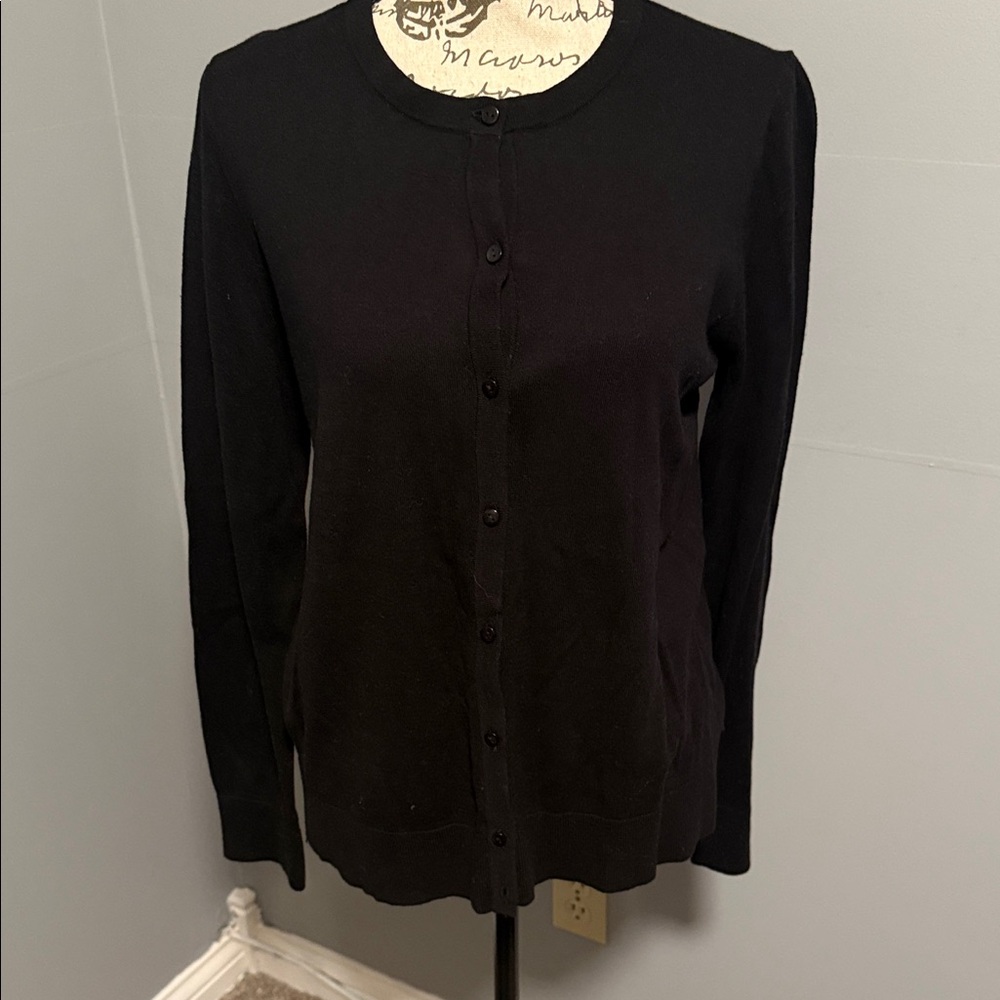 Loft Black Button-Up Cardigan